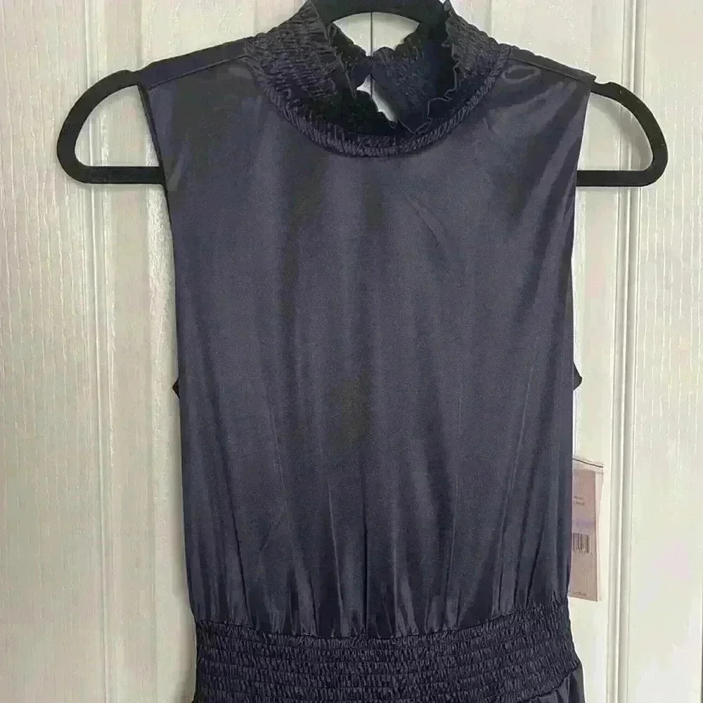 Nanette Lepore navy knee length satin dress NWT - Picture 4 of 6